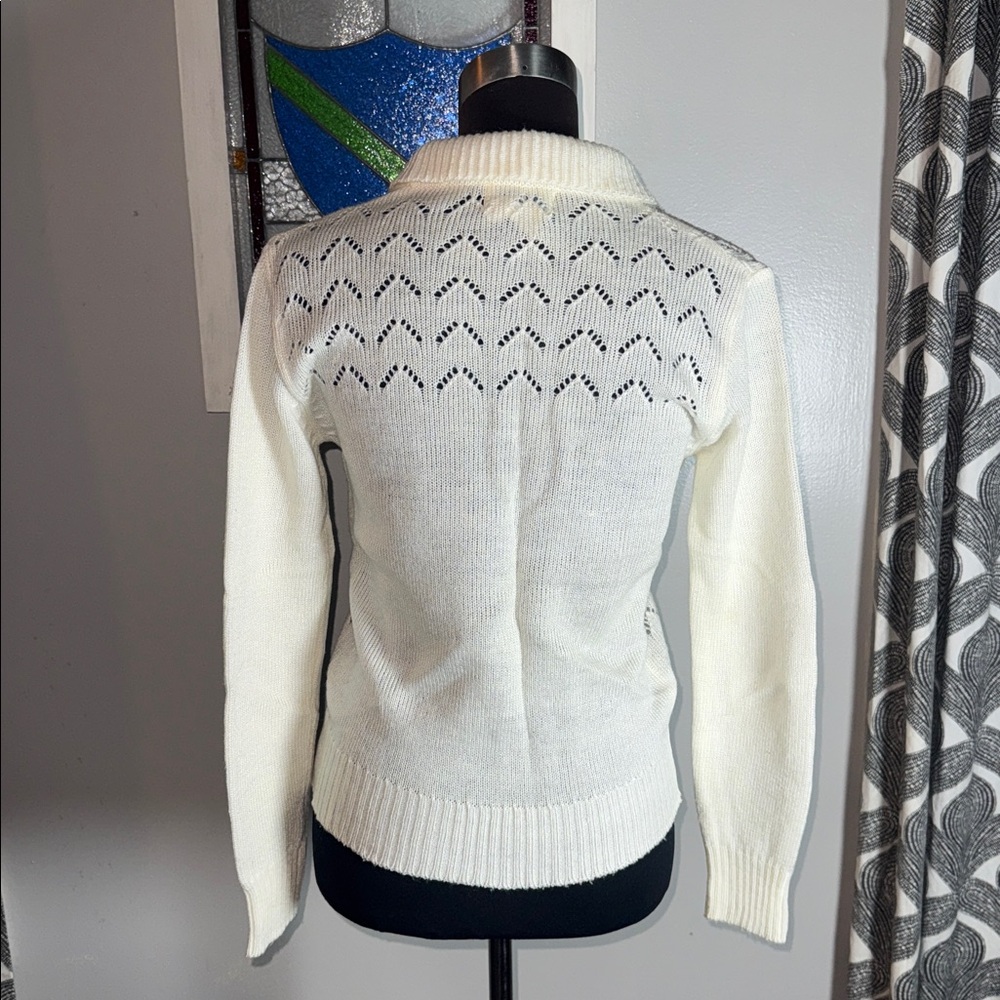 Vintage Cottagecore Embroidered Collared Sweater SZ Medium - Picture 6 of 8